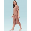 Brown Tulip Hem Nightwear Capri Set