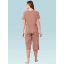 Brown Tulip Hem Nightwear Capri Set