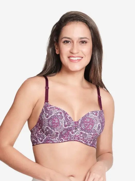 Orchid Purple Paisley Printed Padded Wired Bra