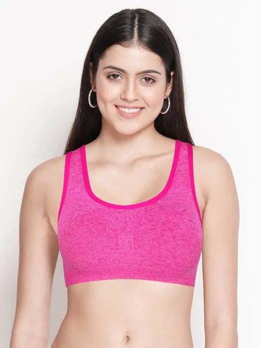 Pink Melange Low Impact RacerBack Sports Bra